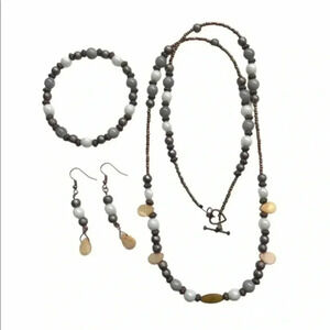 Bead Necklace Earrings Bracelet Set NWT